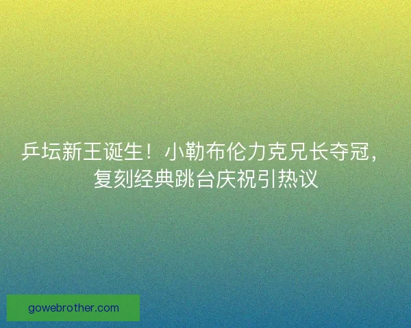 乒坛新王诞生！小勒布伦力克兄长夺冠，复刻经典跳台庆祝引热议