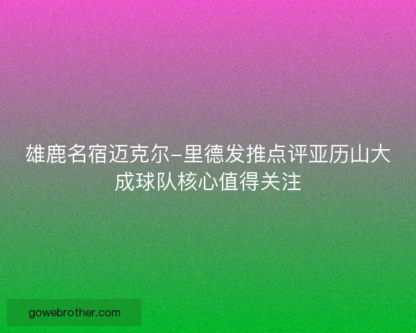 雄鹿名宿迈克尔-里德发推点评亚历山大成球队核心值得关注