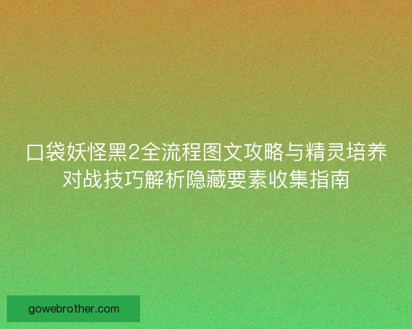 口袋妖怪黑2全流程图文攻略与精灵培养对战技巧解析隐藏要素收集指南